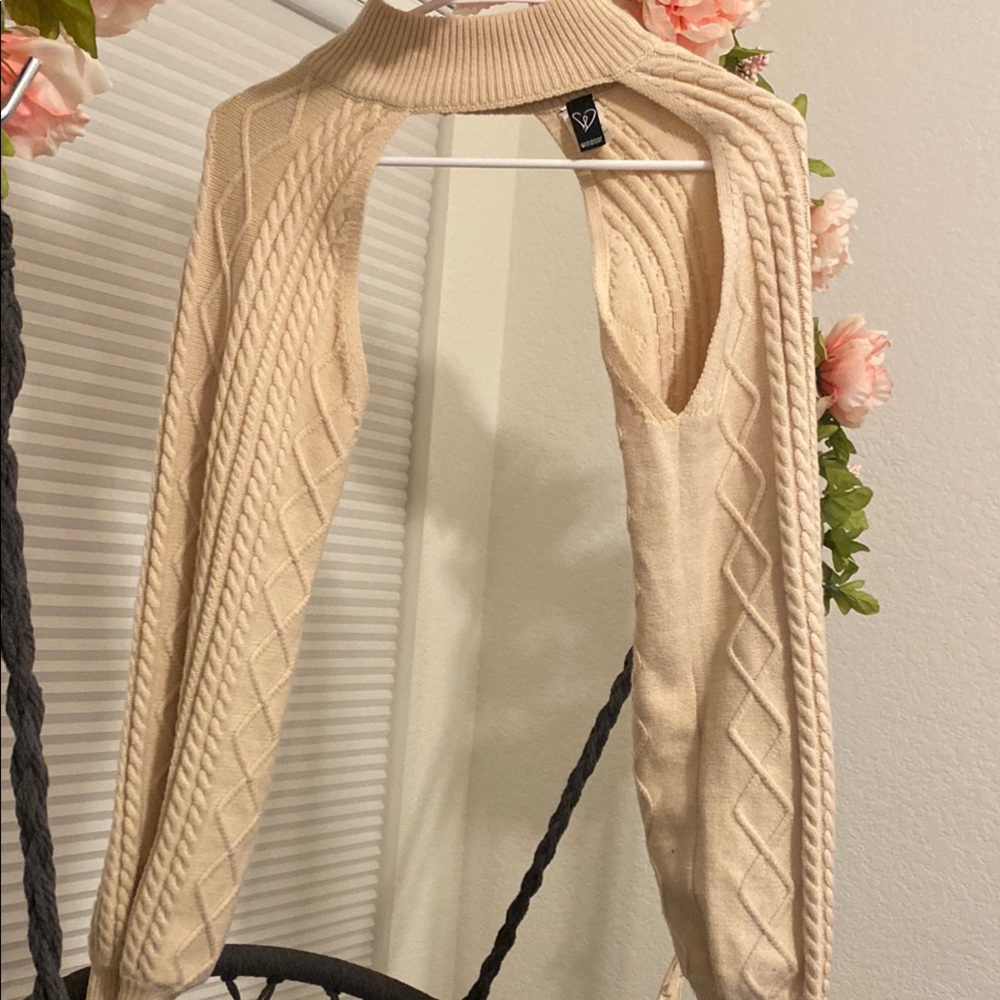 Beige Cable Knit Sweater
